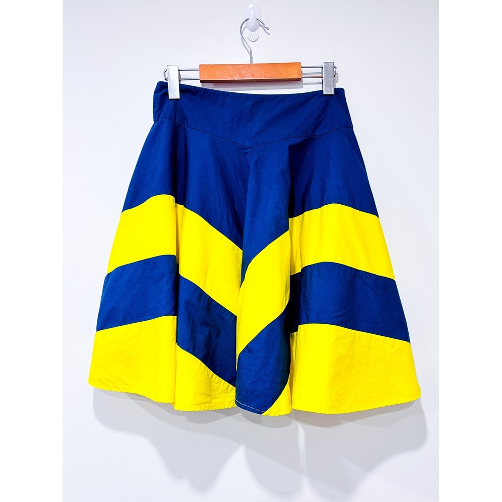 BROOKLYN INDUSTRIES Yellow blue flare skirt | Bold colorblock | Size 4